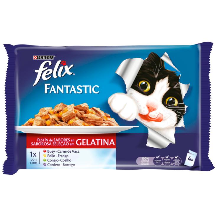 ALIM.GATO FELIX CARNES POUCHE 4X85 GR