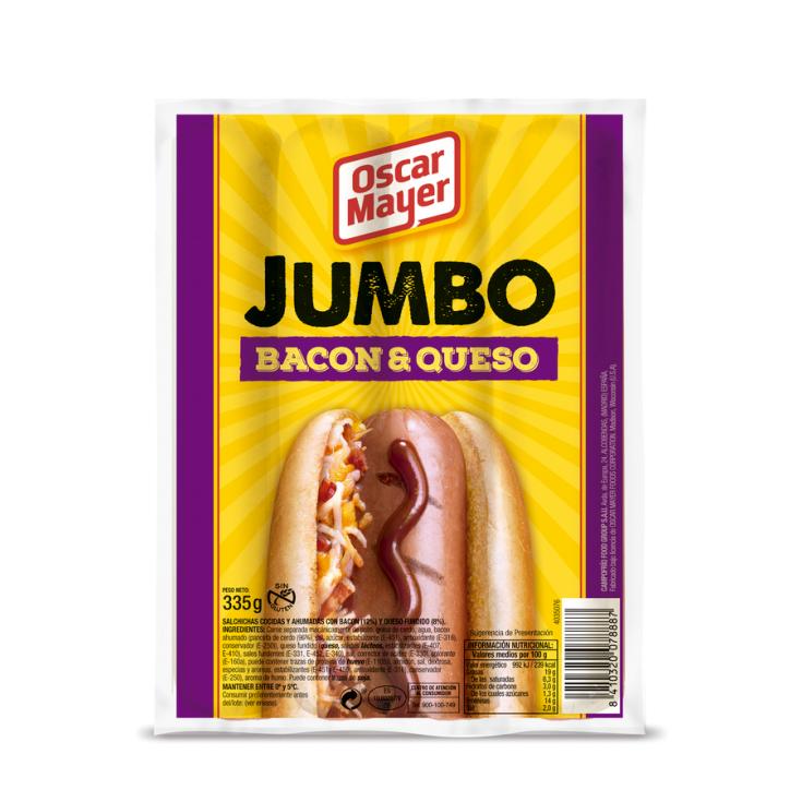 SALCHICHAS JUMBO BACON/QUESO O.MAYER 335