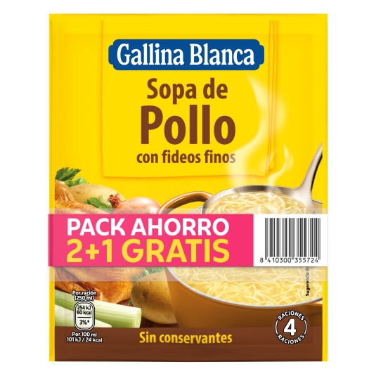 SOPA POLLO/FIDEO FINO GALLINA BLANCA P-3