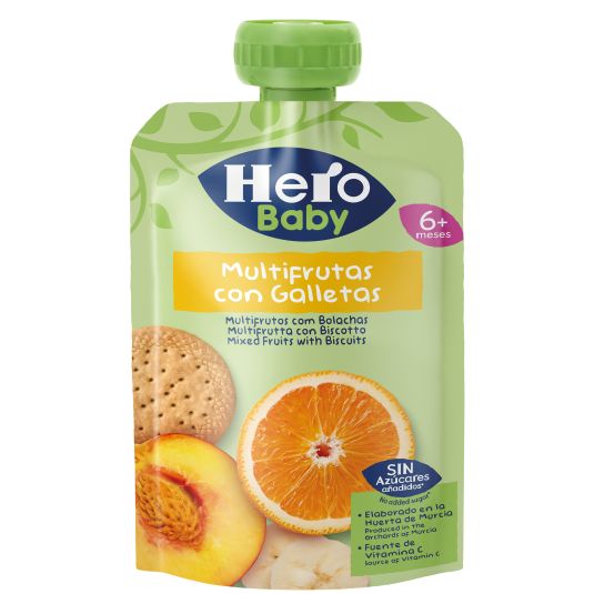 POUCHE MULTIFRUTA C/GALLETA HERO 100G