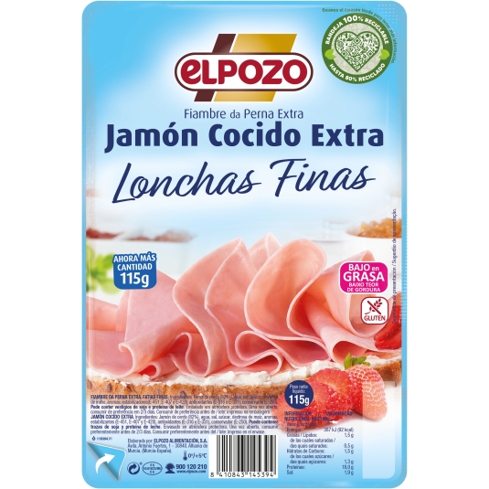 JAMON COCIDO EXTRA LONCHAS FINAS ELPOZO