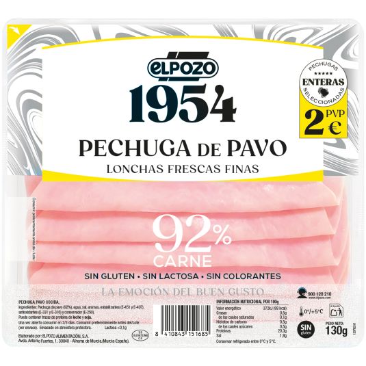 PECHUGA PAVO 1954 ELPOZO 130G