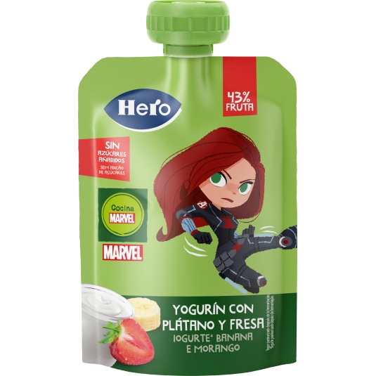 POUCHE YOGUR PLATANO/FRESA HERO 100G