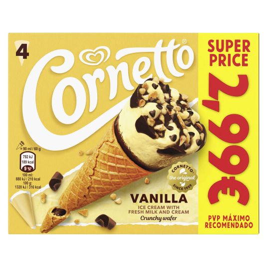 CORNETO VAINILLA FRIGO 4U