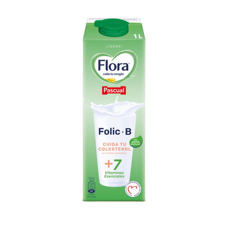 LECHE FOLIC-B SEMIDESNATADA FLORA 1L