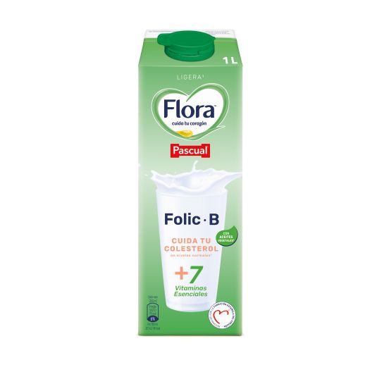 LECHE FOLIC-B SEMIDESNATADA FLORA 1L