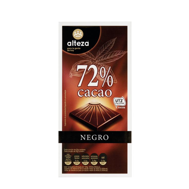 CHOCOLATE NEGRO 72% CACAO ALTEZA 100G