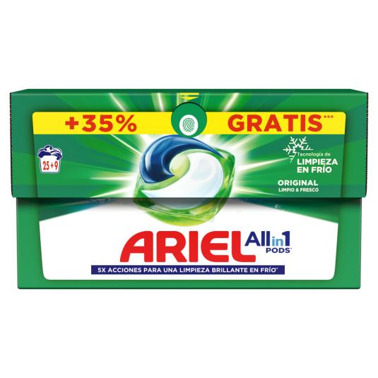DETERGENTE ARIEL PODS 3 EN1 REGULAR 25+9