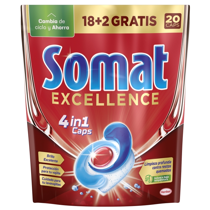 DETER. EXCELLENCE 4 EN 1 SOMAT 18+2CAP