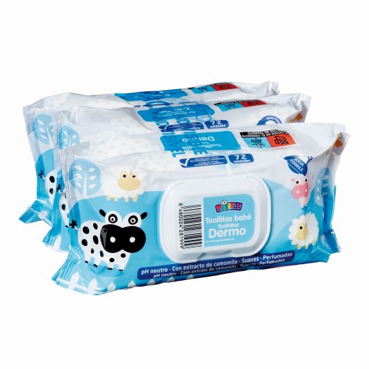 TOALLITAS INFANTIL C/TAPA PASITOS 3X72U