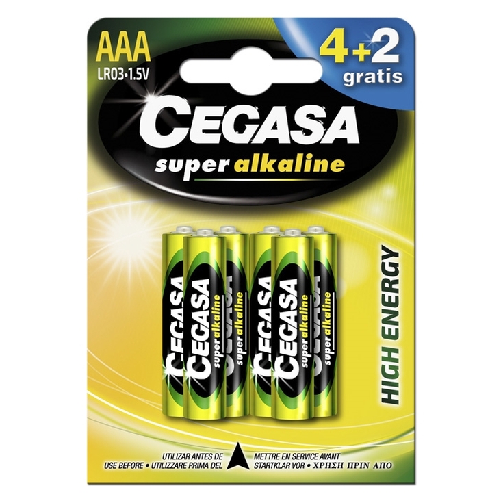 PILAS ALKALINAS CEGASA LR03 4+2 UD