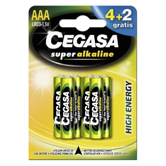 PILAS ALKALINAS CEGASA LR03 4+2 UD