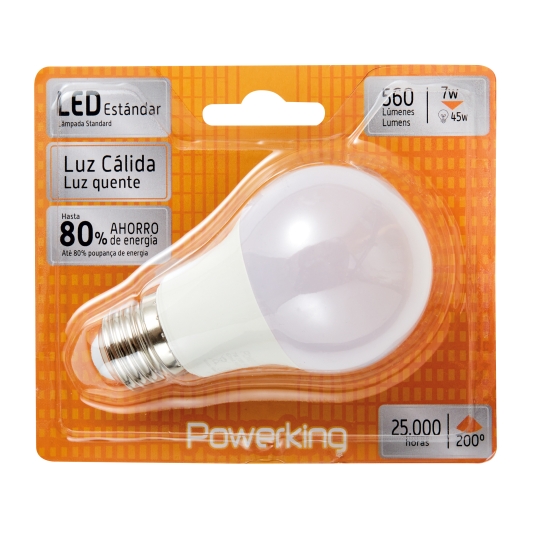 BOMBILLA LED EST.5000K 7W E 27 POWERKING