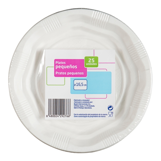 PLATO PLASTICO REUTILIZABLE POSTRE 25U