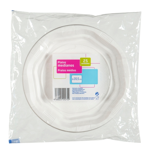 PLATO PLASTICO REUTILIZABLE 22CM 25U