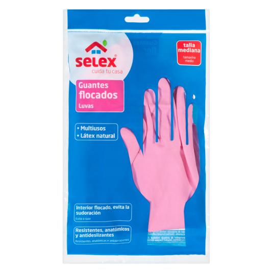 PAR DE GUANTES DE FREGAR FLOCADO TALLA GRANDE ROSA