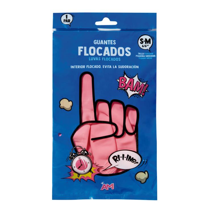 GUANTE FLOCADO ROSA AM TALLA P/M