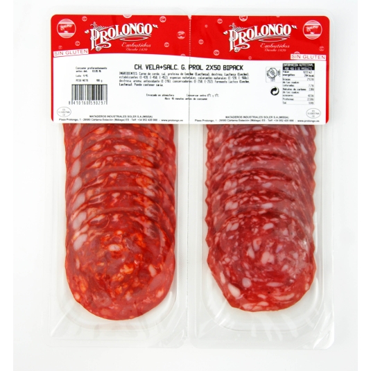 CHORIZO VELA+SALAMI PROLONGO 2x50G