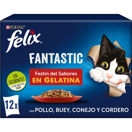 ALIMENTO GATO FELIX FESTIN CARNES 12X85
