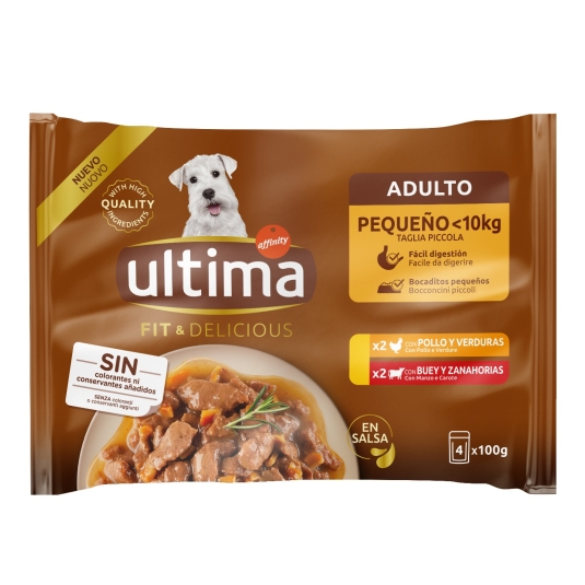 ULTIMA DOG PAUCHES POLLO/BUEY 4X100