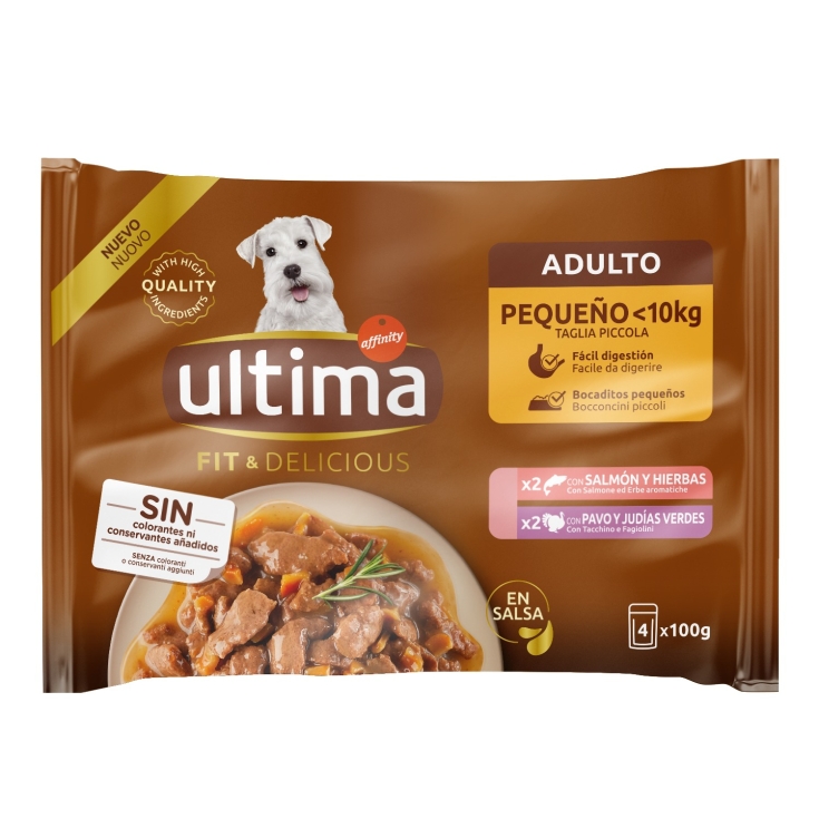 ULTIMA DOG FIT&DELICIUS SALM/PAVO 4X100