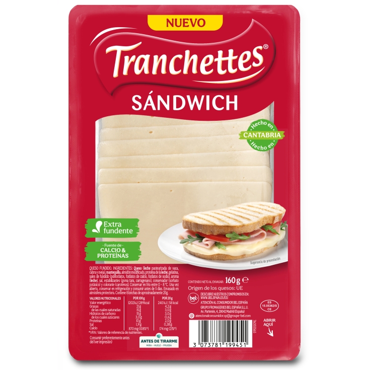 QUESO SANDWICH LONCHAS TRANCHETES 8U