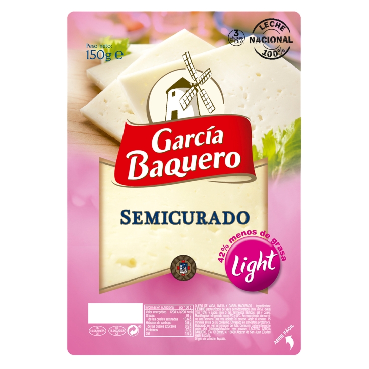 QUESO SEMI.LIGHT LONCHAS G.BAQUERO 150G