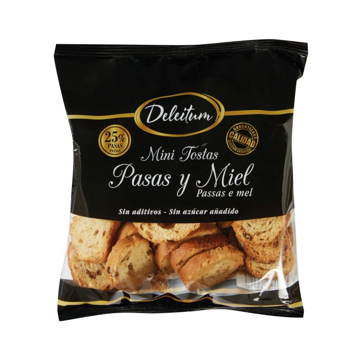 MINI TOSTAS C/PASAS DELEITUM 120G