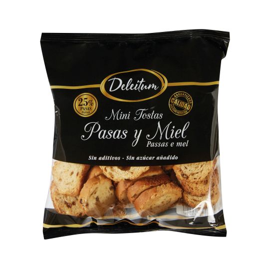 MINI TOSTAS C/PASAS DELEITUM 120G