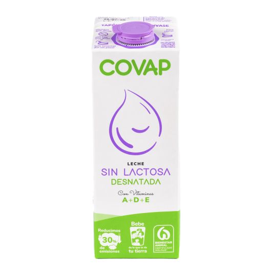 LECHE DESNATADA S/LACTOSA COVAP 1L
