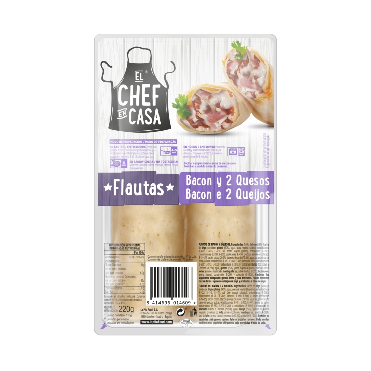 FLAUTA BACON/QUESO EL CHEF EN CASA 220G Supermercados Ruiz Galan