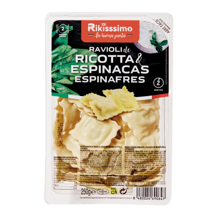 RAVIOLI RICOTA ESPINACAS RIKISSSIMO 250G